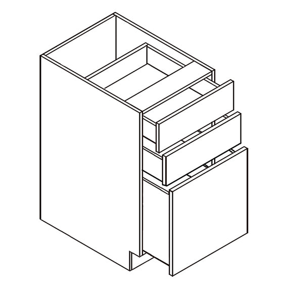 Unfinished Euro White Oak Triple Drawer Base Cabinet - 24 W x 34.5 H x 24 D (Item UWO-BASE-TRIPLEDRAWERBASECABINET-24WX345HX24D), 24" W x 34.5" H x 24" D, ViaWood Cabinets