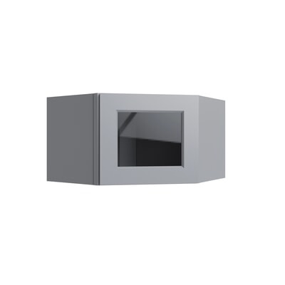 Metro Slate corner wall cabinet with glass, 27" W x 15" H x 15" D, ViaWood Cabinets item CWS2715