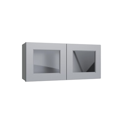 Metro Slate wall cabinet with glass, 33" W x 15" H x 12" D, ViaWood Cabinets item WS3315-2