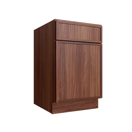 Studio Walnut single door standard base cabinet, 15" W x 34.5" H x 24" D, ViaWood Cabinets item B15