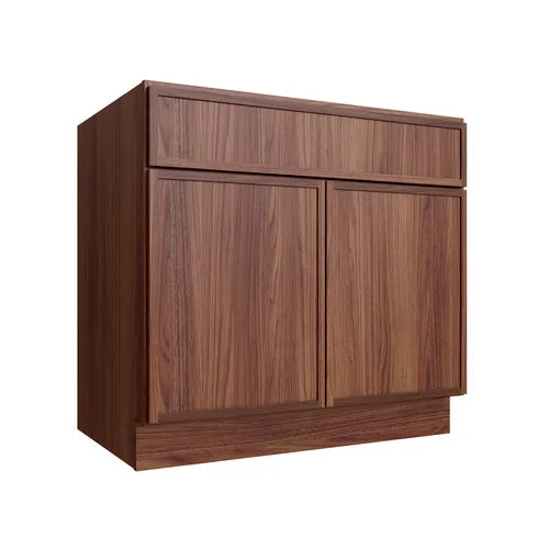 Studio Walnut sink base cabinet, 36" W x 34.5" H x 24" D, ViaWood Cabinets item SB36