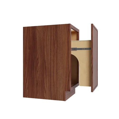 Studio Walnut full height trash can base cabinet, 18" W x 34.5" H x 24" D, ViaWood Cabinets item TRB18FH