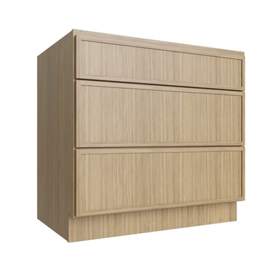 Studio Oak three drawer base cabinet, 27" W x 34.5" H x 24" D, ViaWood Cabinets item DB27-3