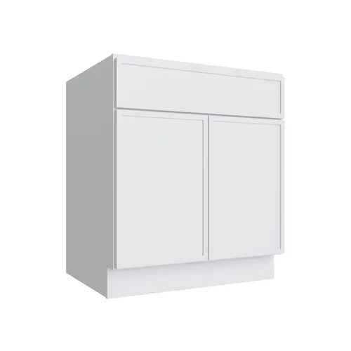 Studio White sink base cabinet, 30" W x 34.5" H x 24" D, ViaWood Cabinets item SB30