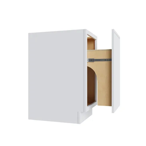 Studio White full height trash can base cabinet, 18" W x 34.5" H x 24" D, ViaWood Cabinets item TRB18FH