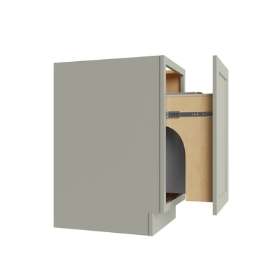 Shaker Sage trash can base cabinet with one 50-quart can, 18" W x 34.5" H x 24" D, ViaWood Cabinets item TRB-1