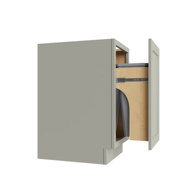 Shaker Sage trash can base cabinet with two 35-quart cans, 18" W x 34.5" H x 24" D, ViaWood Cabinets item TRB-2