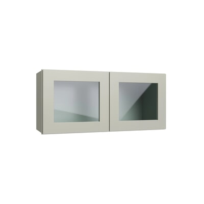 Shaker Sage wall cabinet with glass, 36" W x 15" H x 12" D, ViaWood Cabinets item WS3615-2