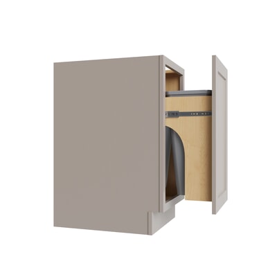 Shaker Dune trash can base cabinet with two 35-quart cans, 18" W x 34.5" H x 24" D, ViaWood Cabinets item TRB-2