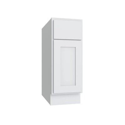 Slab White ada reduced height single door base cabinet, 12" W x 32.5" H x 24" D, ViaWood Cabinets item B12-RH