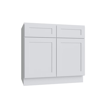 Shaker White double door base cabinet with center stile, 39" W x 34.5" H x 24" D, ViaWood Cabinets item B39