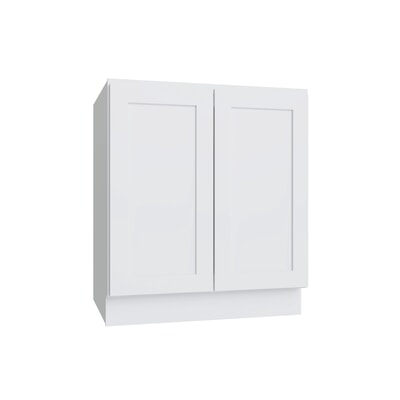 Slab White double door full height base cabinet, 42" W x 34.5" H x 24" D, ViaWood Cabinets item B42-FH
