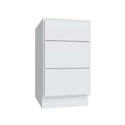 Slab White ada reduced height three drawer base cabinet, 12" W x 32.5" H x 24" D, ViaWood Cabinets item DB12-3-RH