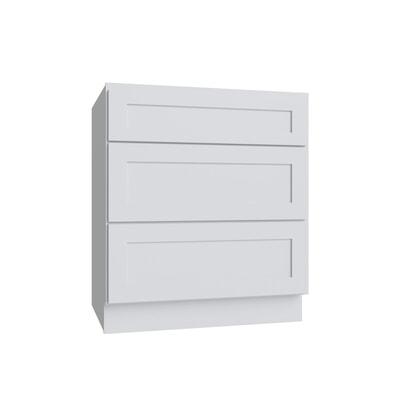 Shaker White three drawer base cabinet, 15" W x 34.5" H x 24" D, ViaWood Cabinets item DB15-3
