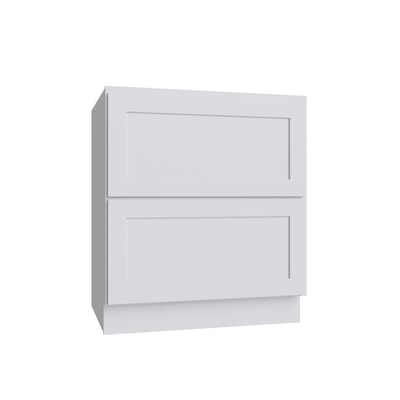 Shaker White two drawer base cabinet, 30" W x 34.5" H x 24" D, ViaWood Cabinets item DB30-2