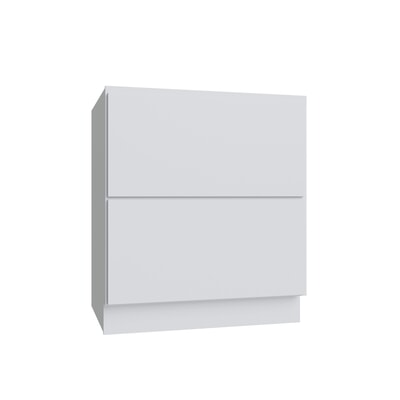 Slab White two drawer base cabinet, 30" W x 34.5" H x 24" D, ViaWood Cabinets item DB30-2