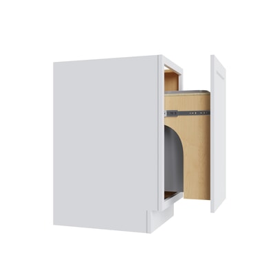 Shaker White trash can base cabinet with one 50-quart can, 18" W x 34.5" H x 24" D, ViaWood Cabinets item TRB-1