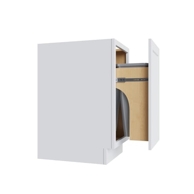 Shaker White trash can base cabinet with two 35-quart cans, 18" W x 34.5" H x 24" D, ViaWood Cabinets item TRB-2