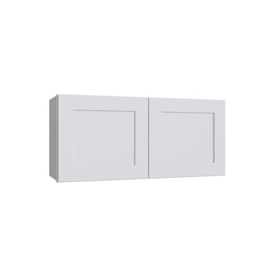 Shaker White double door wall cabinet, 36" W x 12" H x 12" D, ViaWood Cabinets item W3612