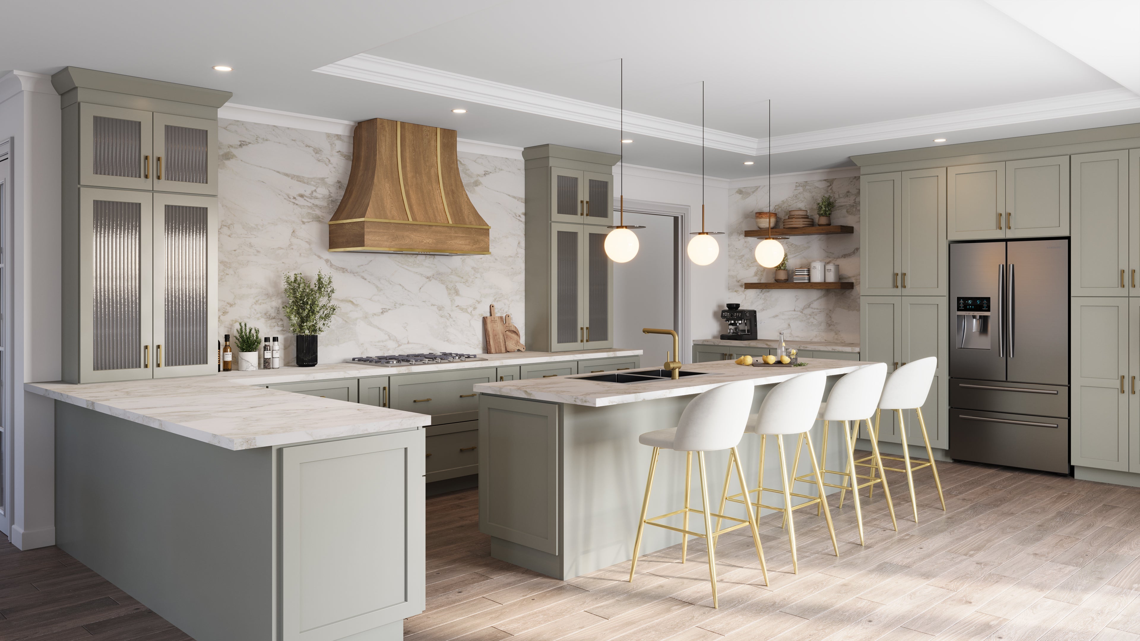 Shaker Sage kitchen example from ViaWood Cabinets