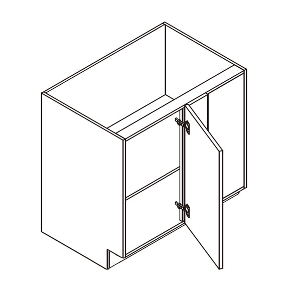 Unfinished Euro White Oak Single Door Blind Corner Base Cabinet - 30 W x 34.5 H x 24 D Right Blind (Item UWO-BASE-SINGLEDOORBLINDCORNERBAS-30WX345HX24DRIGHTBLIND), 30" W x 34.5" H x 24" D, ViaWood Cabinets