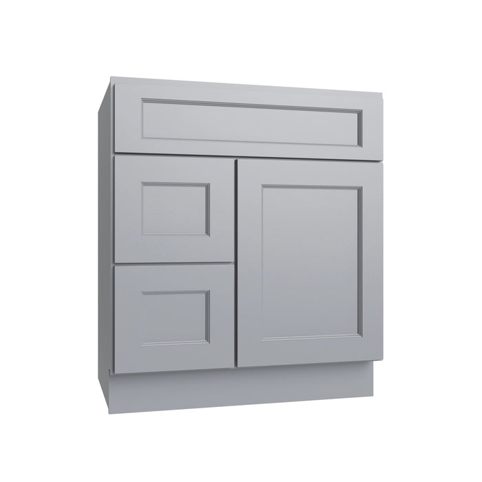 Metro Slate vanity sink base - left configuration, 30" W x 34.5" H x 21" D, ViaWood Cabinets item VSBDL30
