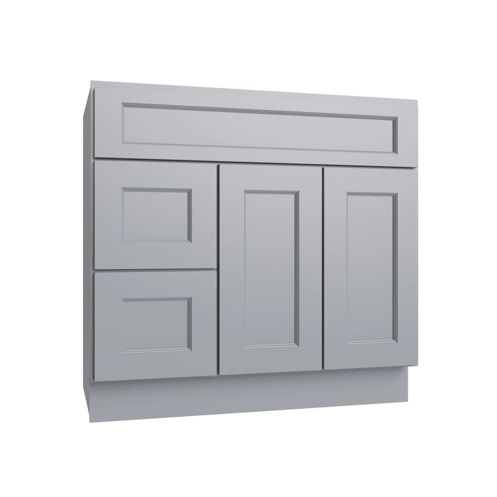 Metro Slate vanity sink base - left configuration, 36" W x 34.5" H x 21" D, ViaWood Cabinets item VSBDL36