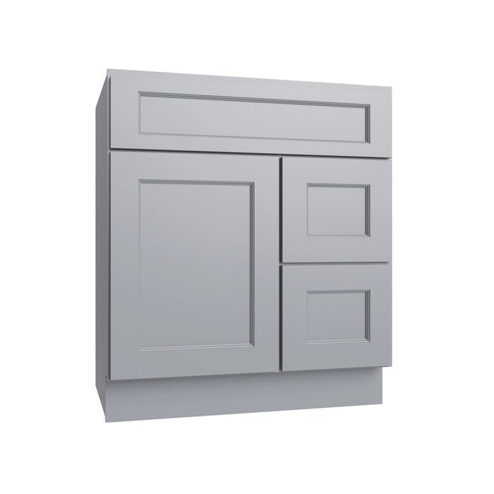 Metro Slate vanity sink base - right configuration, 30" W x 34.5" H x 21" D, ViaWood Cabinets item VSBDR30