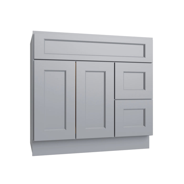 Metro Slate vanity sink base - right configuration, 36" W x 34.5" H x 21" D, ViaWood Cabinets item VSBDR36