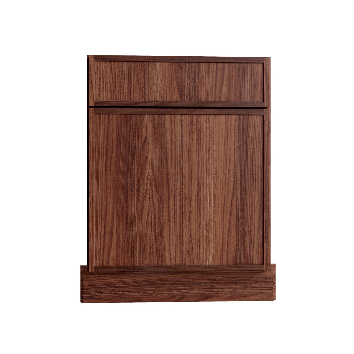 Studio Walnut corner sink front, 27" W x 34.5" H x 2" D, ViaWood Cabinets item CSF42