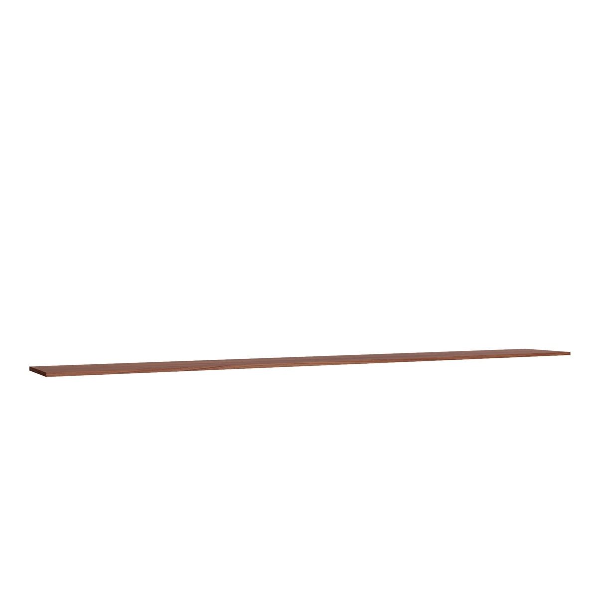 Studio Walnut 12-inch shelf, 96" W x 0.75" H x 12" D, ViaWood Cabinets item SHELF1296