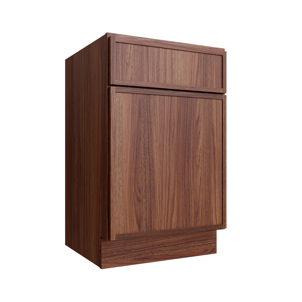 Studio Walnut single door vanity, 21" W x 34.5" H x 21" D, ViaWood Cabinets item V21