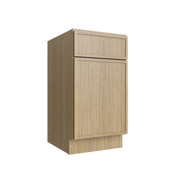 Studio Oak single door vanity base, 18" W x 34.5" H x 21" D, ViaWood Cabinets item VB18