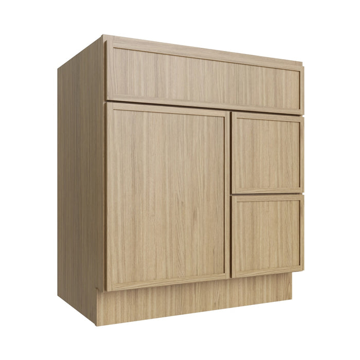 Studio Oak vanity sink base - right configuration, 30" W x 34.5" H x 21" D, ViaWood Cabinets item VSBDR30
