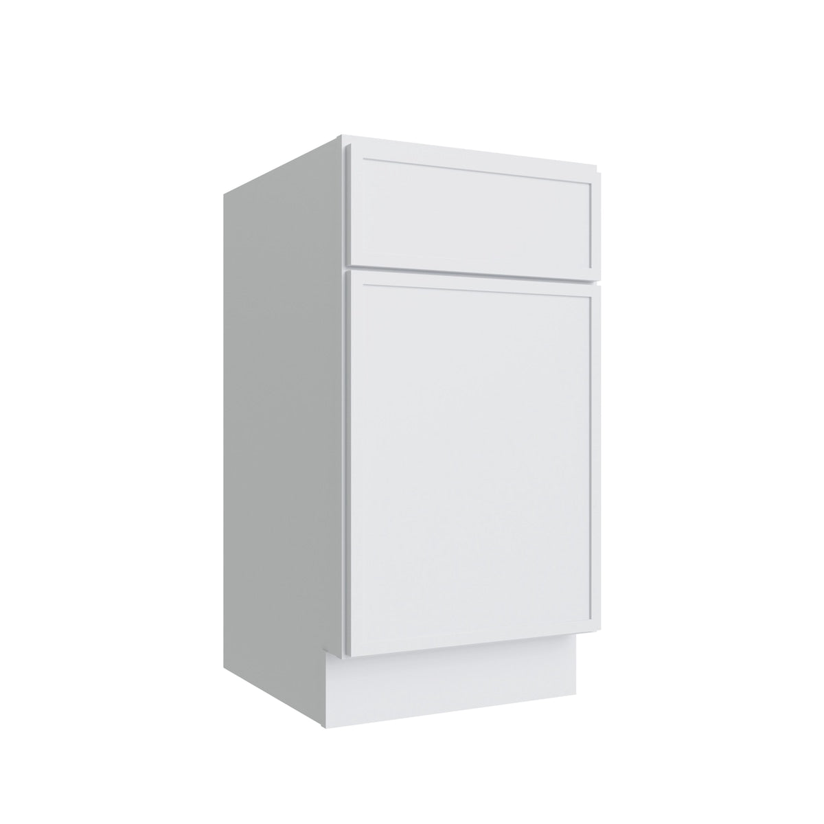 Studio White single door vanity base, 15" W x 34.5" H x 21" D, ViaWood Cabinets item VB15