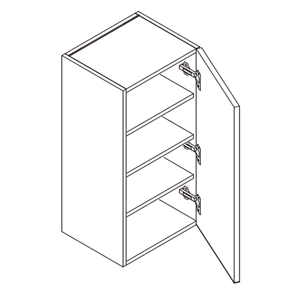 Unfinished Euro White Oak Single Door Wall Cabinet - 12W x 42H x 12D Right (Item UWO-WALL-SINGLEDOORWALLCABINET-12WX42HX12DRIGHT), 12" W x 42" H x 12" D, ViaWood Cabinets