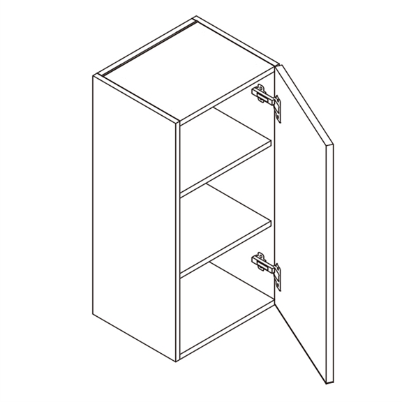 Unfinished Euro White Oak Single Door Wall Cabinet - 12W x 42H x 12D Left (Item UWO-WALL-SINGLEDOORWALLCABINET-12WX42HX12DLEFT), 12" W x 42" H x 12" D, ViaWood Cabinets