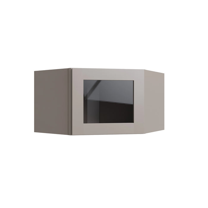 Shaker Dune corner wall cabinet with glass, 27" W x 15" H x 15" D, ViaWood Cabinets item CWS2715