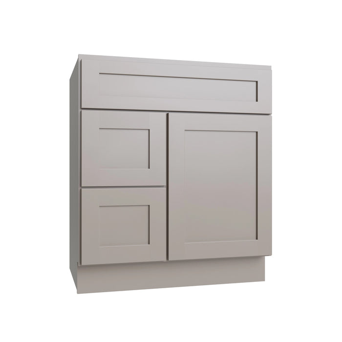 Shaker Dune vanity sink base - left configuration, 30" W x 34.5" H x 21" D, ViaWood Cabinets item VSBDL30