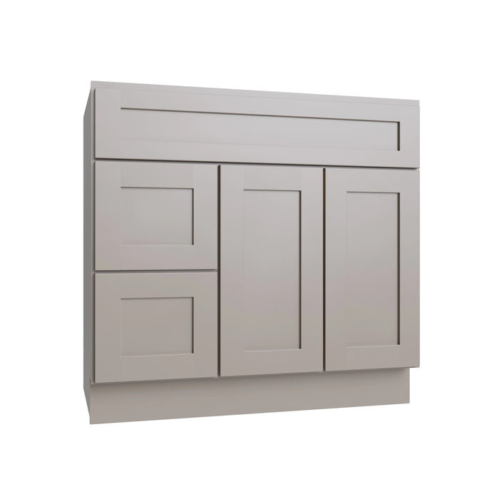Shaker Dune vanity sink base - left configuration, 36" W x 34.5" H x 21" D, ViaWood Cabinets item VSBDL36