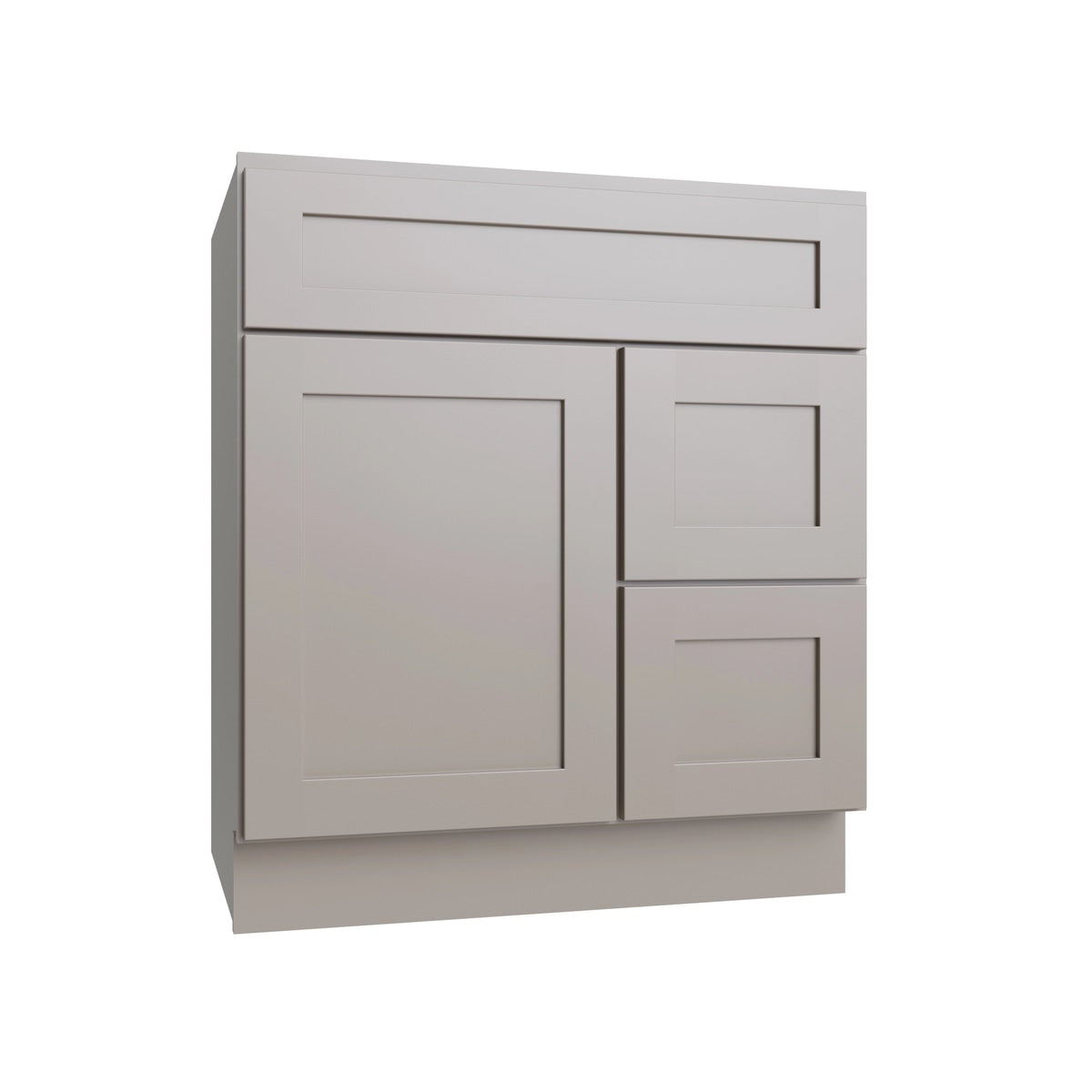 Shaker Dune vanity sink base - right configuration, 30" W x 34.5" H x 21" D, ViaWood Cabinets item VSBDR30