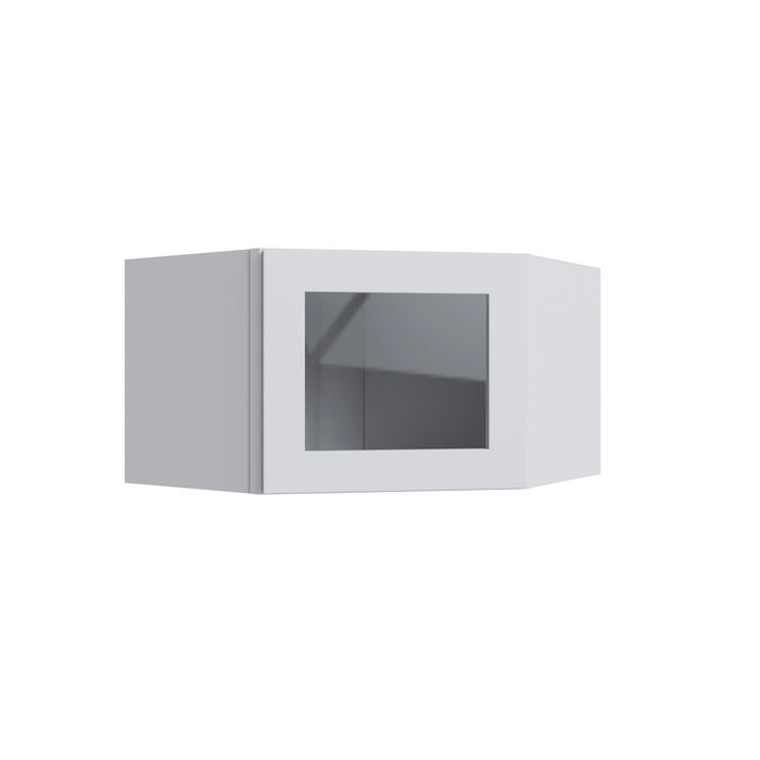Shaker White corner wall cabinet with glass, 27" W x 15" H x 15" D, ViaWood Cabinets item CWS2715