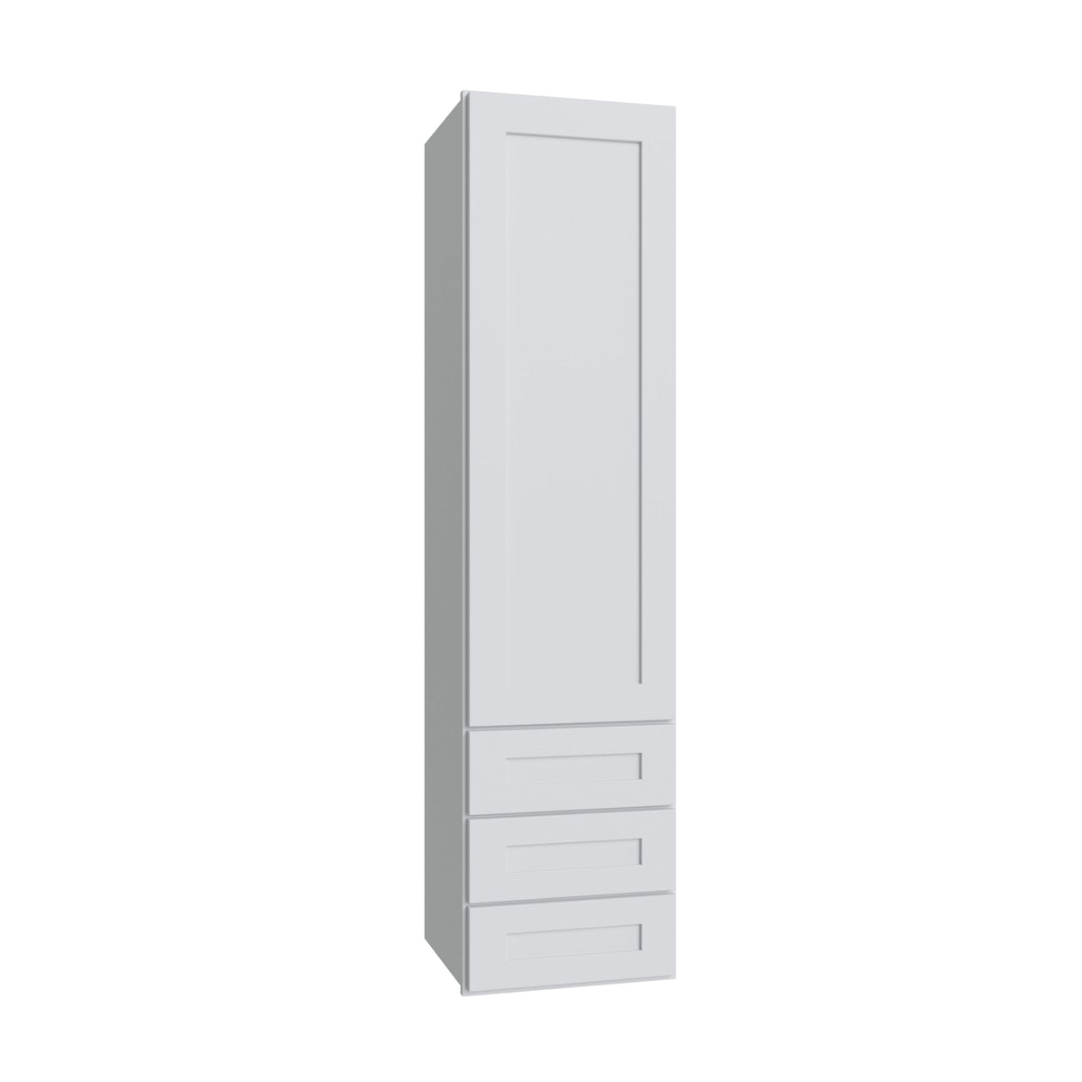 Shaker White wall tower with three drawers, 15" W x 48" H x 15" D, ViaWood Cabinets item DWR1548