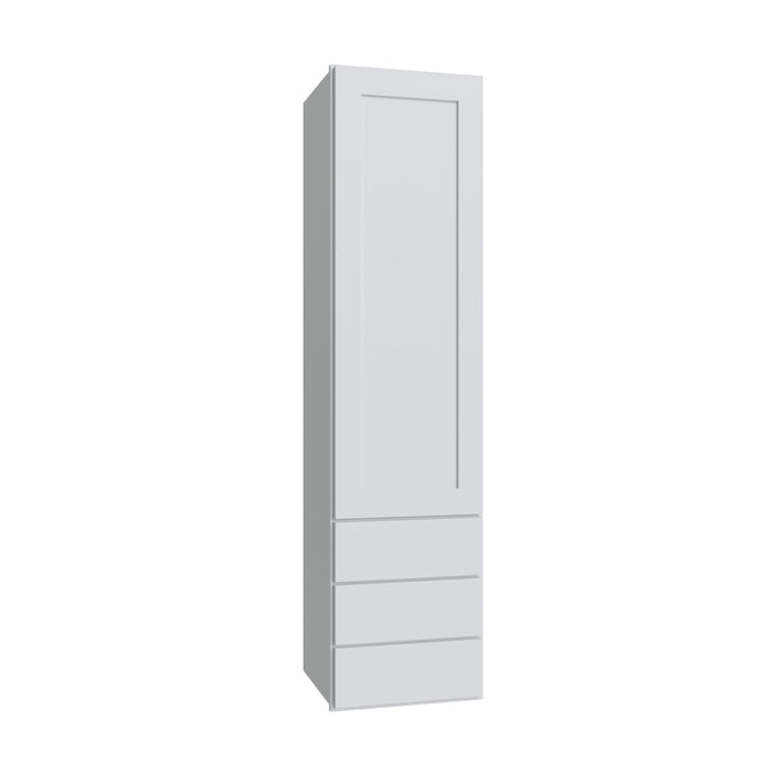 Slab White wall tower with three drawers, 15" W x 48" H x 15" D, ViaWood Cabinets item DWR1548