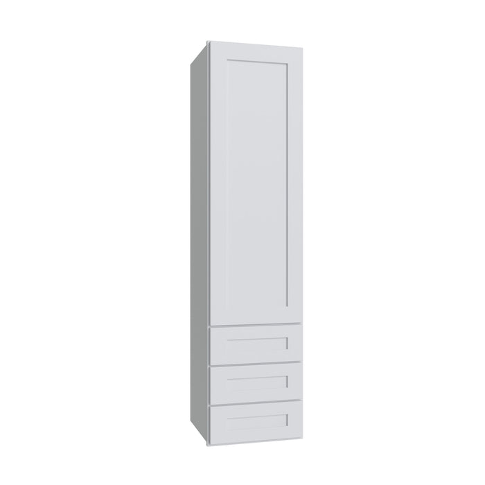 Shaker White wall tower with three drawers, 15" W x 54" H x 15" D, ViaWood Cabinets item DWR1554