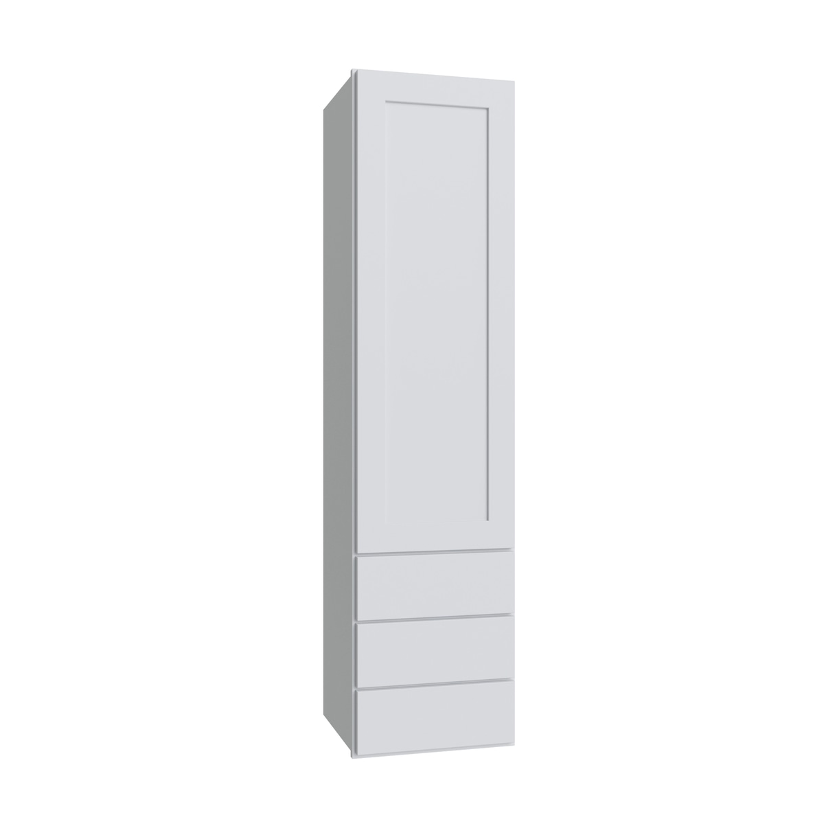 Slab White wall tower with three drawers, 15" W x 60" H x 15" D, ViaWood Cabinets item DWR1560