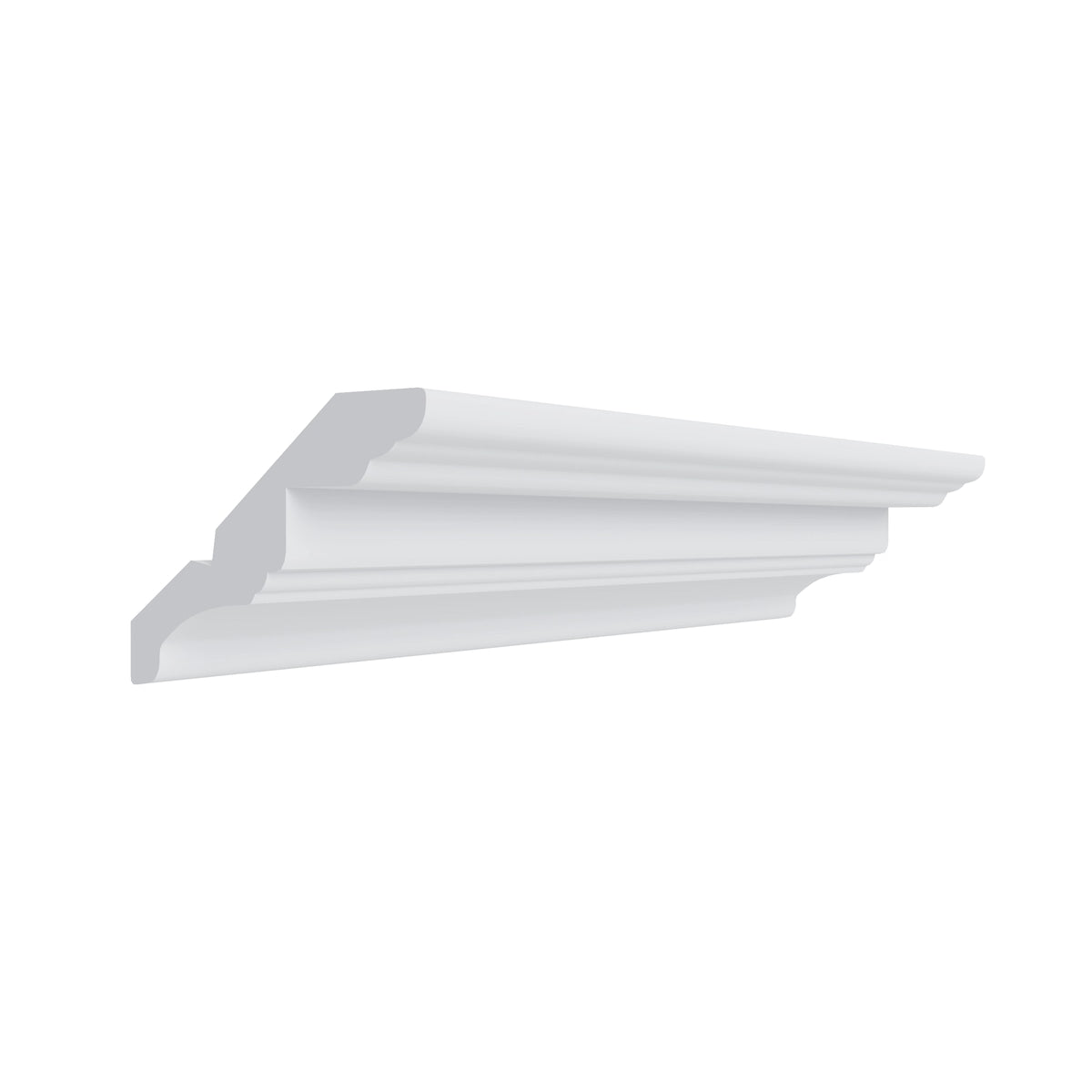 Shaker White royal crown molding, 96" W x 3.25" H x 2.75" D, ViaWood Cabinets item RCM8