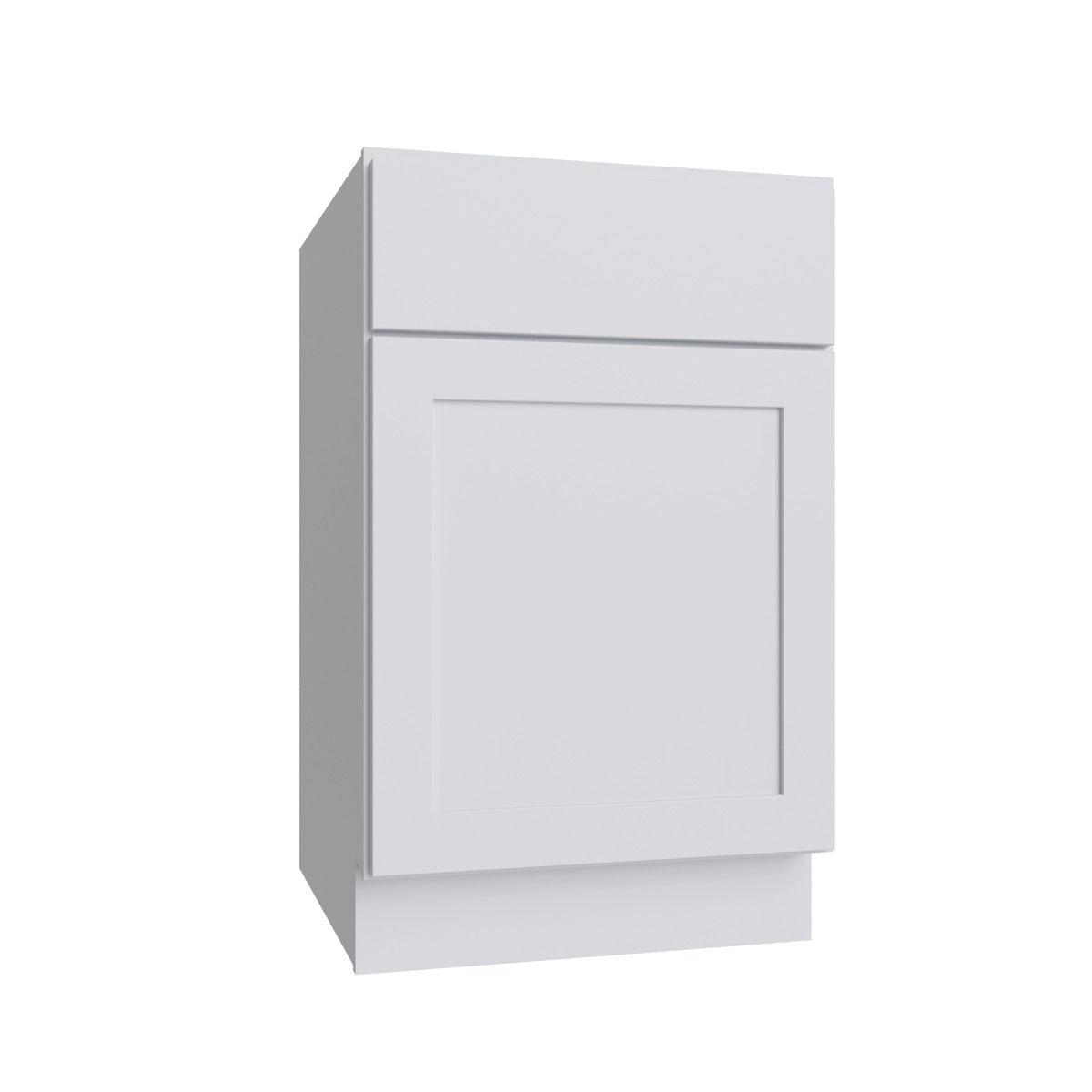 Slab White single door vanity base, 15" W x 34.5" H x 21" D, ViaWood Cabinets item VB15