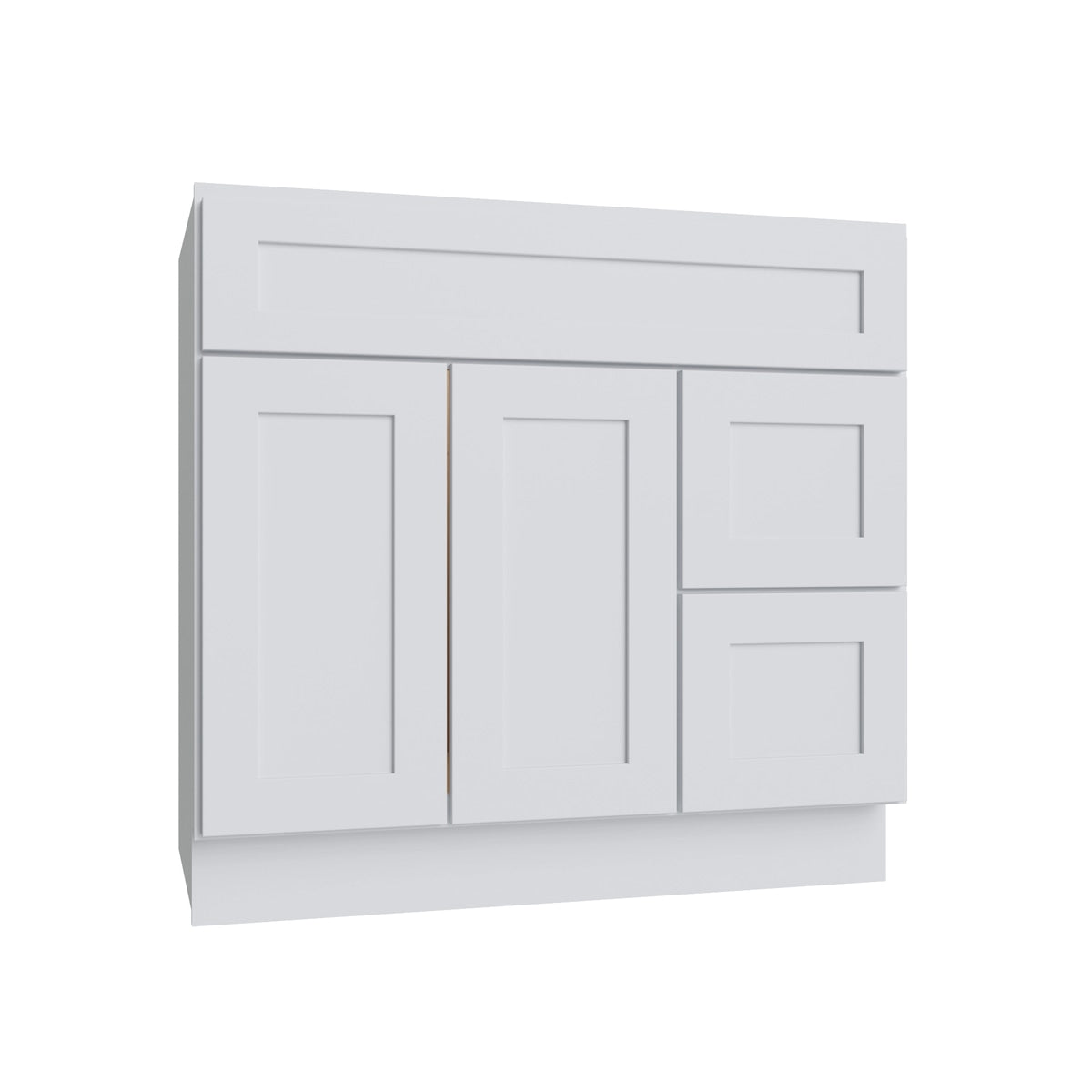 Shaker White vanity sink base - right configuration, 36" W x 34.5" H x 21" D, ViaWood Cabinets item VSBDR36