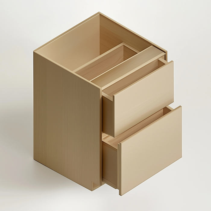 Unfinished Euro White Oak Double Drawer Base Cabinet - 30 W x 34.5 H x 24 D (Item UWO-BASE-DOUBLEDRAWERBASECABINET-30WX345HX24D), 30" W x 34.5" H x 24" D, ViaWood Cabinets